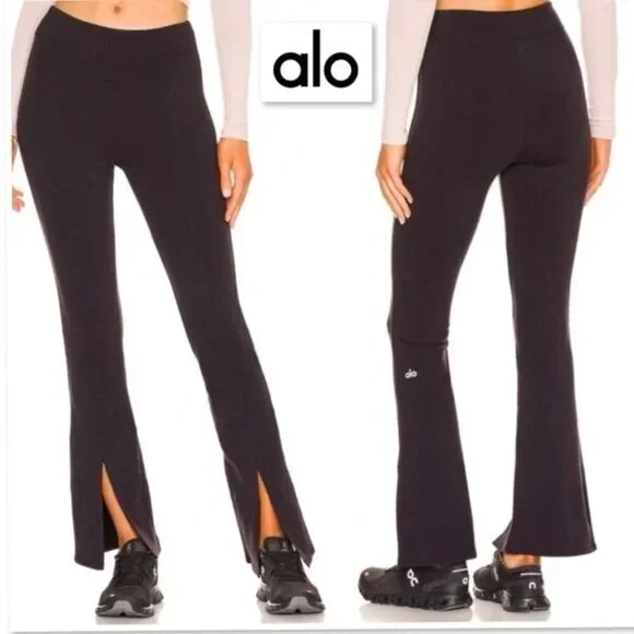 ALO YOGA Airbrush High Waist Flutter Leggings Black Sz S EUC - Picture 2 of 5
